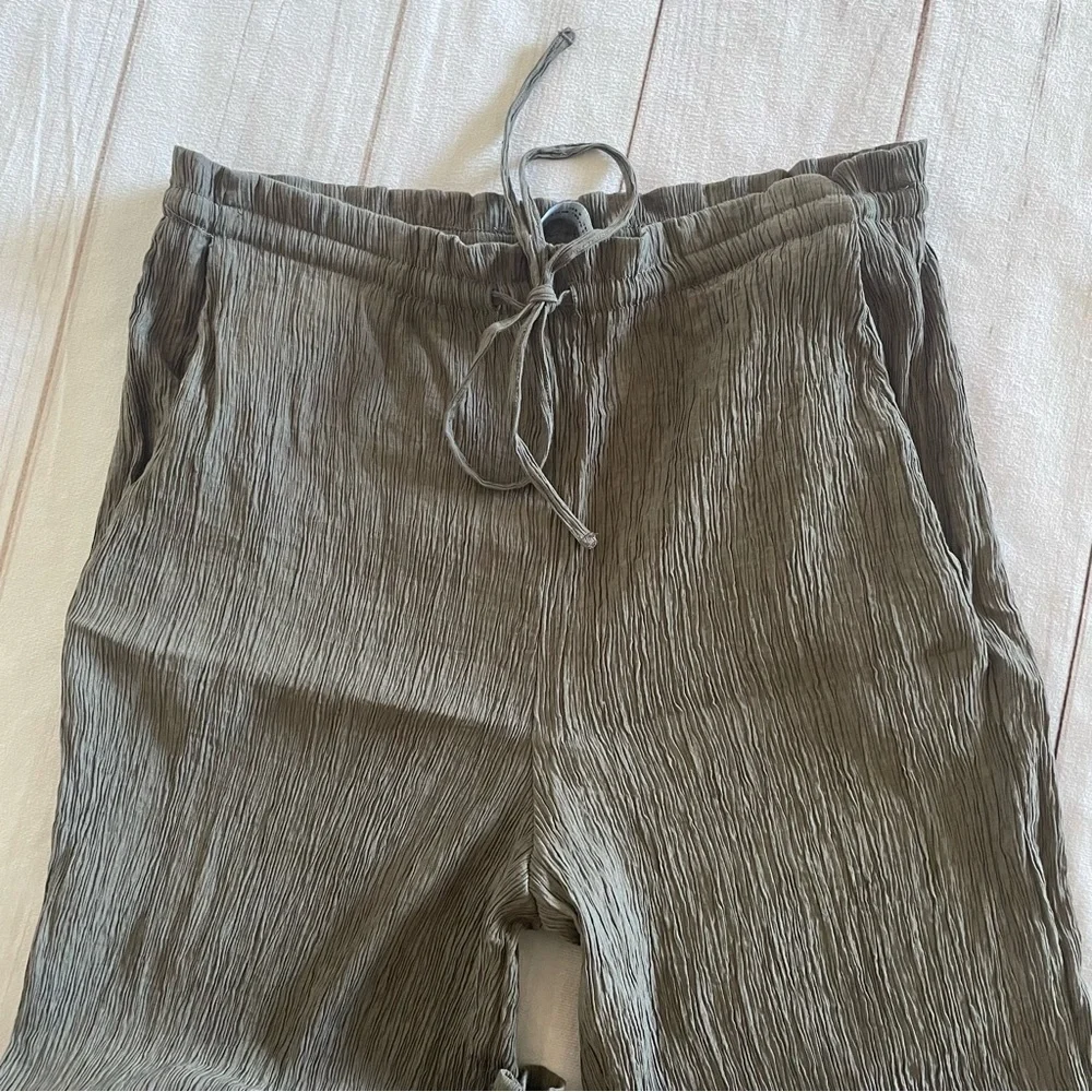 Zara Crinkle Gauze Pants Womens XS Gray High Rise Ankle Pull On Textured Pockets - Picture 8 of 15